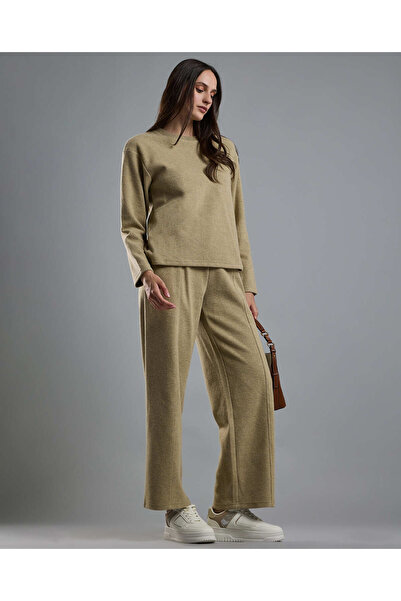 R&B Textured Knit Pants with Elastic Waist