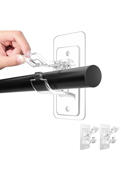 Generic حامل قضبان الستائر SANZEZ COOLive، قطعتان، لا حاجة للحفر، خطافات ذاتي...