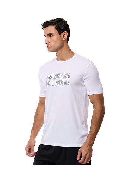 R&B Typography Print Active T-Shirt with Crew Neck and Short Sleeves