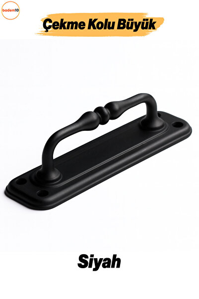 Badem10 Siyah Büyük 14.5 cm Metal Kapı Çekme Kolu Tutamağı Kulp Kulpları Dola...