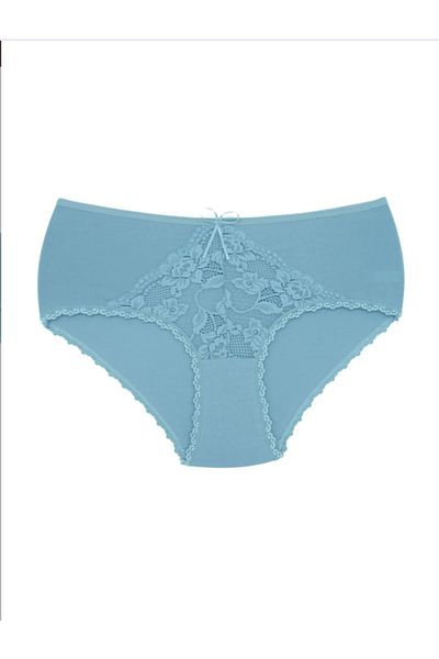 Bleu Petite 3-Piece Assortment Color Cotton Lace Detailed High Waist Large Size Women's Panties