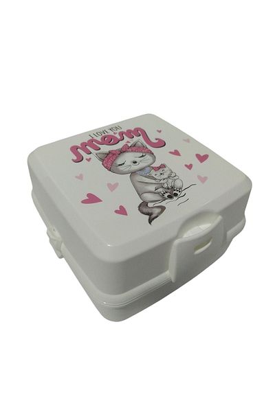 NOVAAVM Premium 2 Layer Lunch Box 4 Compartments Fork and Spoon Patterned
