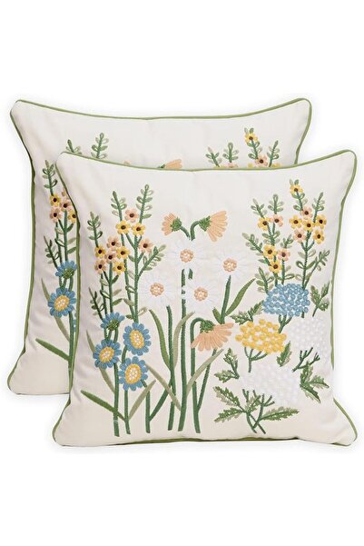 Generic مجموعة من قطعتين من أغطية الوسائد المزخرفة المطرزة من Pilmandu، وأغطي...