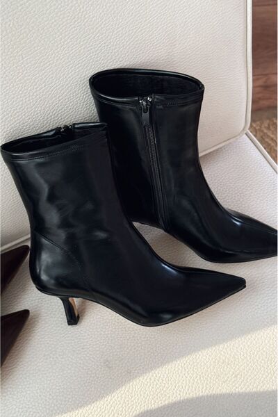 I Love Shoes Orvex Kadın Mat Deri İnce Topuklu Bot Siyah