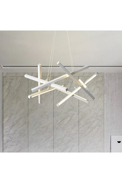 Nerfa ⚡ Modern White Pendant Chandelier - Bold Geometric Lighting for Modern Spaces 3 Color Lighting