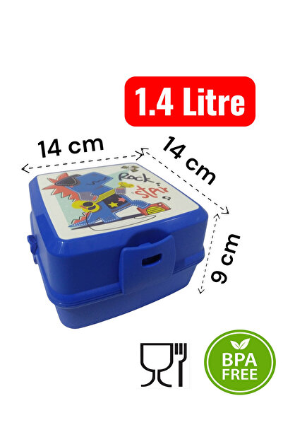 NOVAAVM 2 Tier Lunch Box 4 Compartments Fork and Spoon Patterned