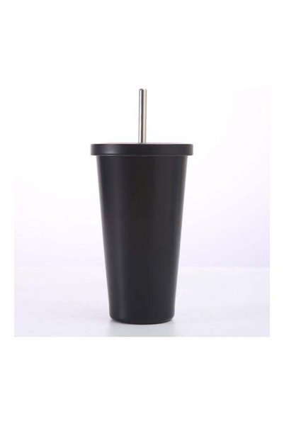 Generic Stainless Steel Insulated Coffee Tumbler Cup with Lid and Straw Black
