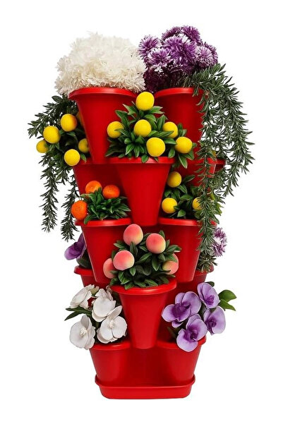 Genel Markalar 5 Katlı Şanslı Yonca Kule Saksı Seti Çiçek Bitki Sebze Meyve S...