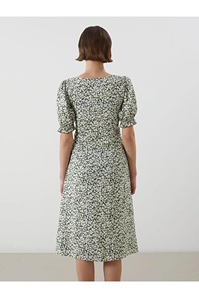 LC Waikiki Γυναικείο φόρεμα LCWAIKIKI με λαιμόκοψη σε λουλούδια (S5)