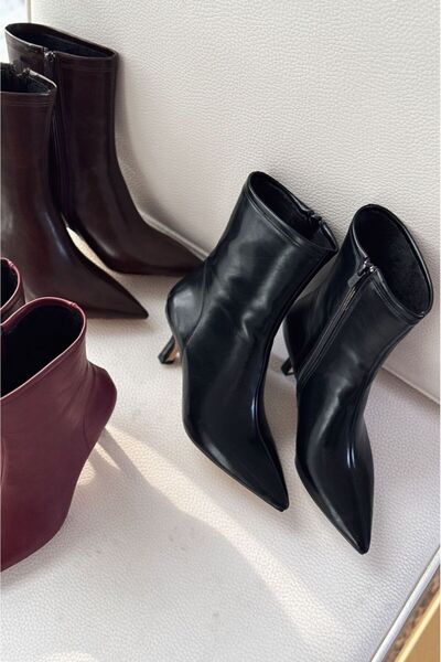 I Love Shoes Orvex Kadın Mat Deri İnce Topuklu Bot Siyah