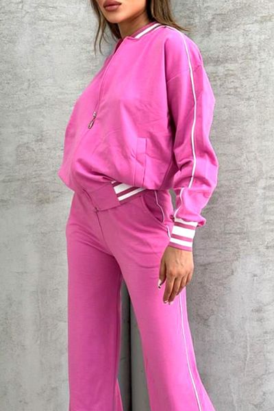 FashionForYou Sports suit, ROXXA, with jacket and flared pants, Pink, S