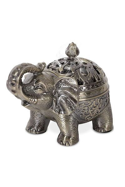 Generic Excefore Vintage Incense Holder Metal Standing Elephant Incense Burner with Lid,Bronze Elephant Sha