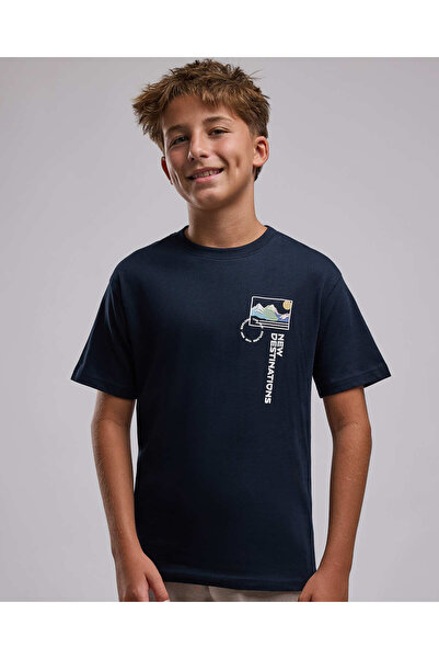 R&B Printed T-Shirt with Crew Neck and Short Sleeves