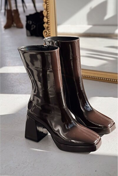 I Love Shoes Polinca Rugan Platform Topuklu Acı Kahve Kadın Bot