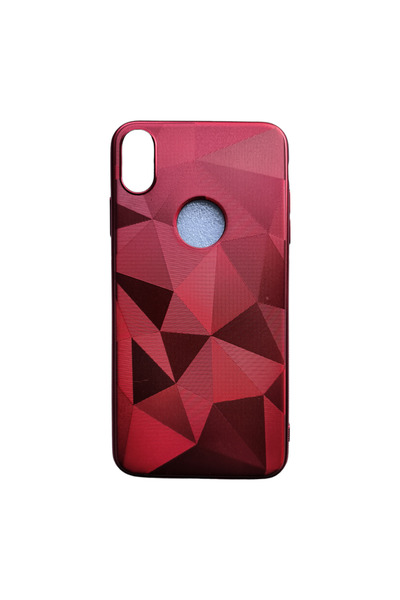 OEM Carcasă compatibilă cu iPhone XS Max, cu textură 3D cu diamant, roșie