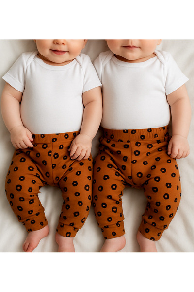 HENESSA TEKSTİL 2 Pieces Newborn Pajama Bottoms Leopard Pattern