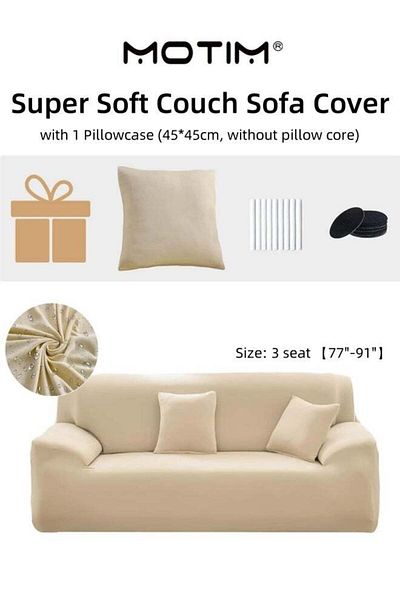 Generic Motim Couch Sofa Cover Super Soft Furniture Protector Couch Cover with 1 Pillowcase for Woman Men U