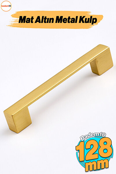 Badem10 Gölcük Metal Mat Altın Gold Kulp 128 mm Mobilya Çekmece Mutfak Dolabı...