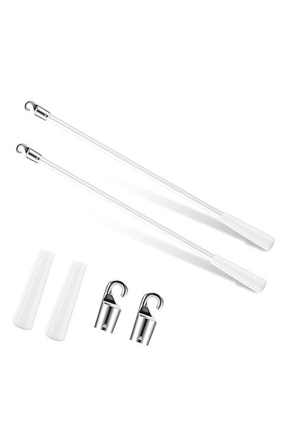 Generic Duomama 2PCS 12 Inch White Fiberglass Vertical Blind Wand with Hook and Handle - Replacement Part f