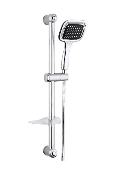 Genel Markalar Kare Sürgülü Duş Seti Lüks Krom Duş Başlığı Sabunluk Örgülü Hortum Ayarlanabilir Banyo Duş Seti