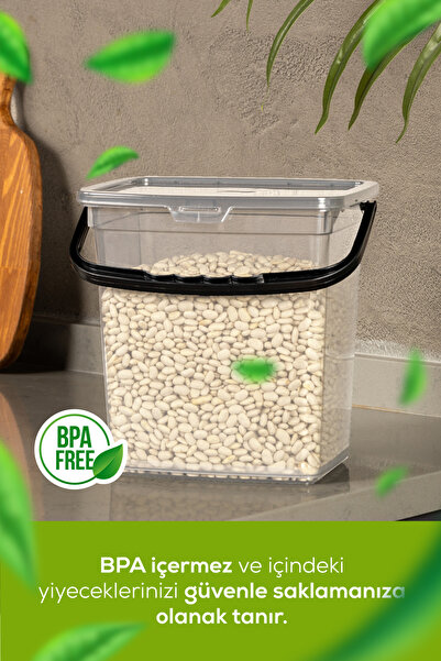 Saatistan 2'li Kare Saklama Kabı, 6 Litre, Kulplu, Şeffaf, Un ve Bakliyat İçin Ideal