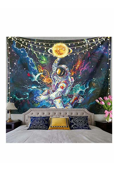 Generic Cosmic Astronaut Tapestry, Galaxy Space Wall Art, Fantasy Universe Planets Starry Sky Decor, Bohemi