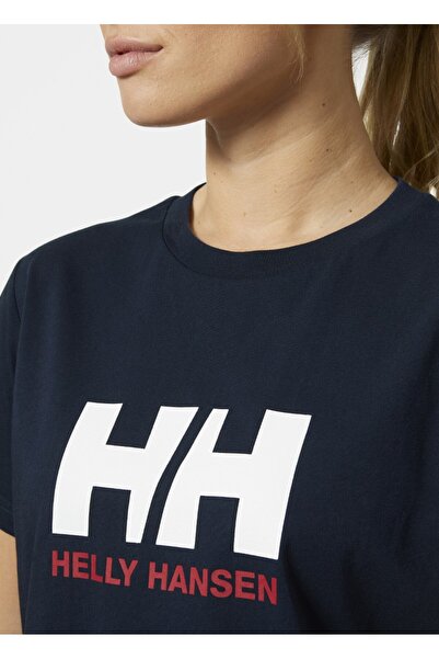 Helly Hansen Hha.54593_Helly Hansen W Hh Logo T- Navy Blue Bicycle Collar Regular Straight Women T-Shirt