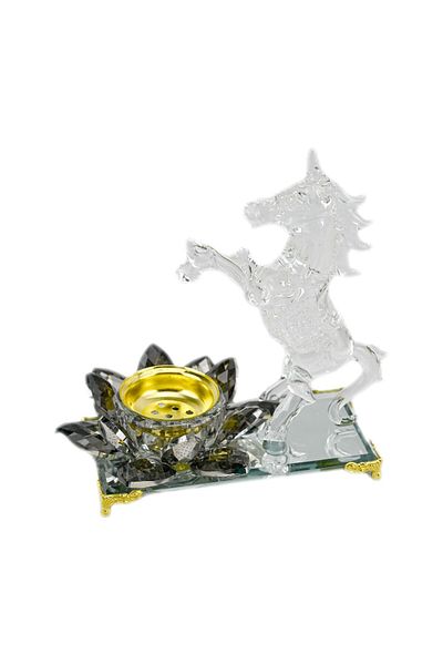 Generic Standing Unicorn Incense Burner Crystal Unicorn Decorative Incense Stick Holder Burner with Lotus F