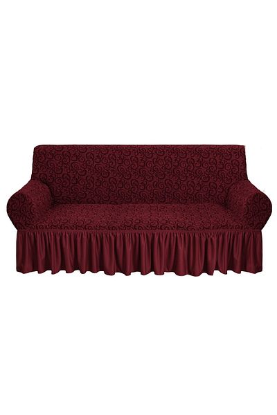 Generic Fabienne Jacquard Fabric Stretchable Three Seater Sofa Cover Maroon