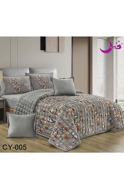 Moon Floral Velvet Duvet Set, 6 Pieces, Size 250*230, Double
