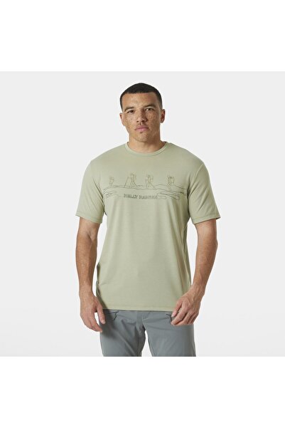 Helly Hansen Tricou verde cu gât rotund pentru bărbați Skog Recycled Graphic
