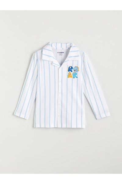 LC Waikiki Blue Shirt Collar Boys Pajama Set