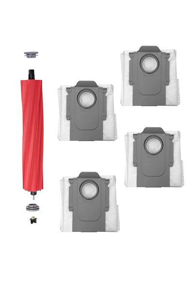 ROPALDE 1Pcs Main Brush - 4Pcs Dust Bags Replacement Parts Set for Roborock Qrevo S Robot Vacuum Cleaner Compatible