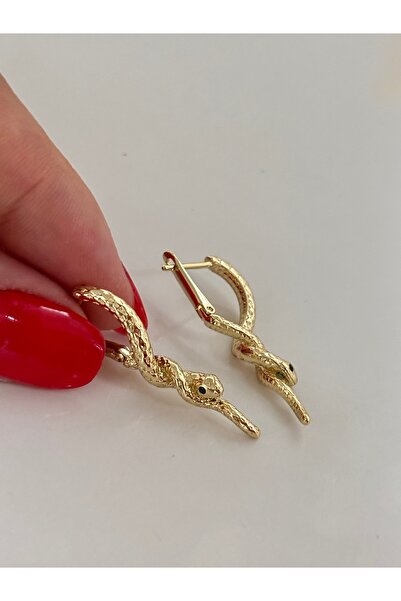 Butik XUping 14K yılan desen küpe