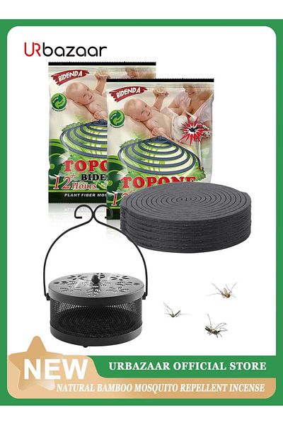 Generic TOPONE 2Pack 20Coils Mosquito Coils with 1 Mosquito Coil Box Iron Holder Household Censer Repellen