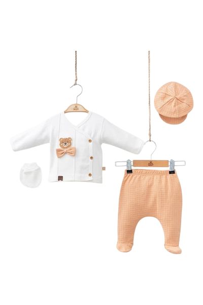 Ozz Baby New Born Baby Boy 0-3 Months Cream Süzene Teddy Bear Set of 5 (Cinnamon Color Is Darker Than the Picture)