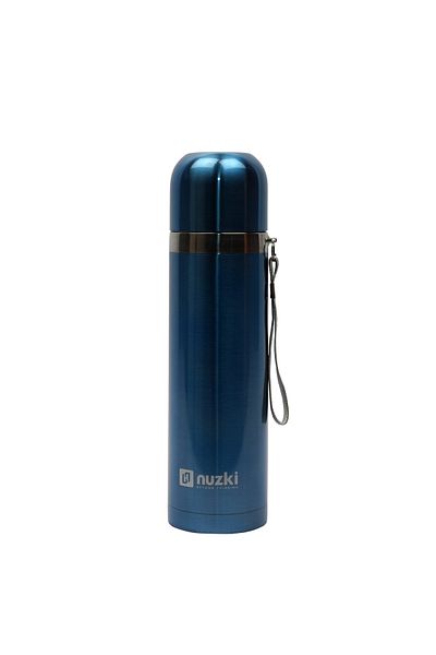 nuzki Stainless Steel Water Bottle 500ml Steel Vacuum Insulated Flask Black Color