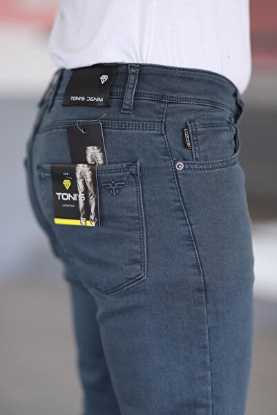 LORDA GİYİM Blugi pentru bărbați Pantalon Taycan Dobby Steel tricotat cu talie înaltă Lycra cu fermoar brodat 5 buzunare