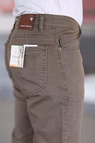 LORDA GİYİM ΑΝΔΡΙΚΟ ΤΑΙΝΙΑ ΤΑΙΝΙΑ Taycan Dobby Steel Πλεκτό Ψηλόμεσο Λύκρα με φερμουάρ και κέντημα με 5 τσέπες