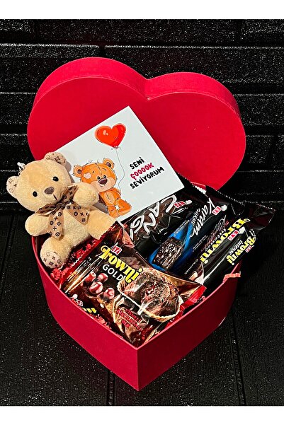 Flurose Sevgiliye - Kız Arkadaşa Hediye Kalp Kutuda Tatlı Mini Ayıcık Ve En S...