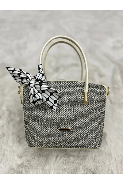 Lunova Gray-Mink Women's Straw Milas Hand and Shoulder Bag
