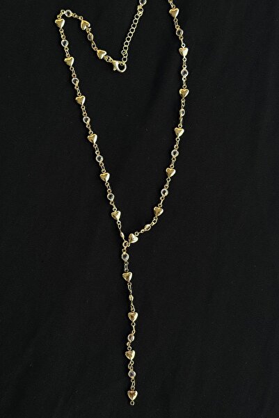 Bonicce Y Kolye Zirkon Taşlı Minimal Kalpli