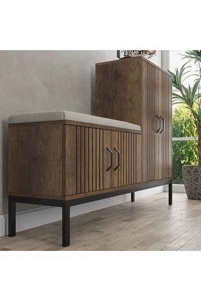 Vi Markets Wooden shoe cabinet with bench