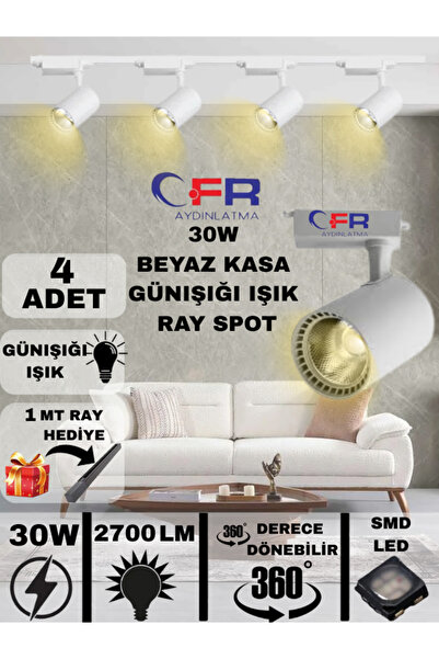 CFR LED AYDINLATMA 30W 2700 LM BEYAZ KASA GÜNIŞIĞI IŞIK RAY SPOT 3,4,6,8,10,12,15,20 ADET