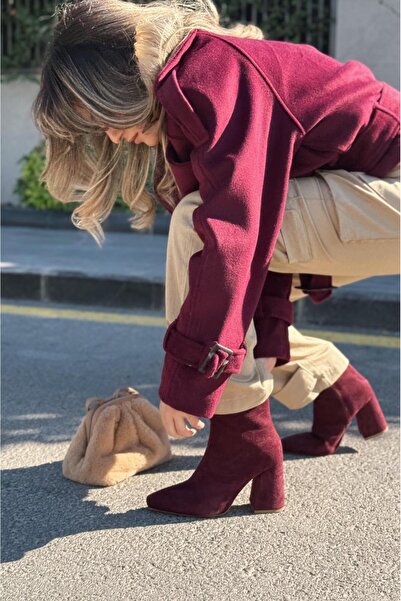 I Love Shoes Larsew Süet Bordo Yüksek Topuklu Bot