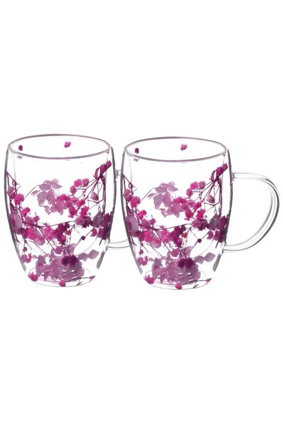 Generic Double Walled Coffee Cups 350ml - Set of 2, Borosilicate Glass Mugs w...