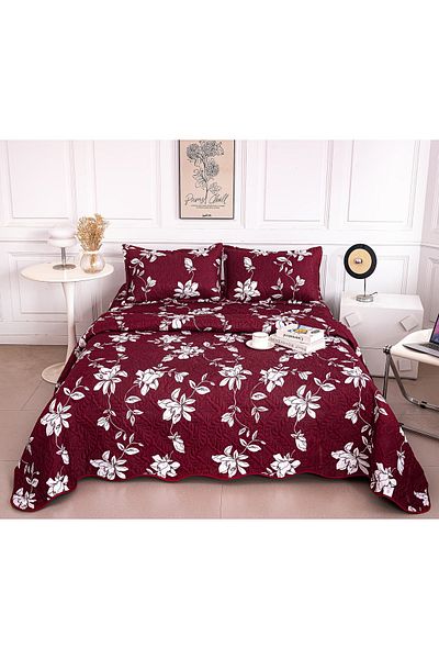 CHIRASO Microfiber Quilted Duvet Set, 2-Sided, 3-Piece, Duvet Cover 220x240cm, 2 Pillowcases