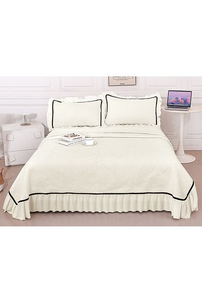CHIRASO CHIRASO Bedspread Set, VELVET, with Ruffles, 3 Pieces, 230x250 cm, 2 Pillowcases 52x72 cm, UNI