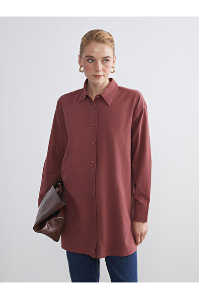 LC Waikiki Burgundy Loose Fit Women's Shirt Tunic