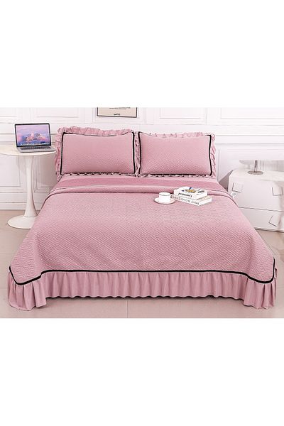 CHIRASO CHIRASO Bedspread Set, VELVET, with Ruffles, 3 Pieces, 230x250 cm, 2 Pillowcases 52x72 cm, UNI
